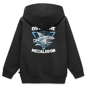 Obey The Megalodon - Kids Premium Organic Zip-up Hoodie - black - Back - AI Model Kid Male (0cm)