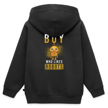 Roboter - Kinder Premium Organic Zip Hoodie - Schwarz - Hinten - AI Model Kid Male (0cm)