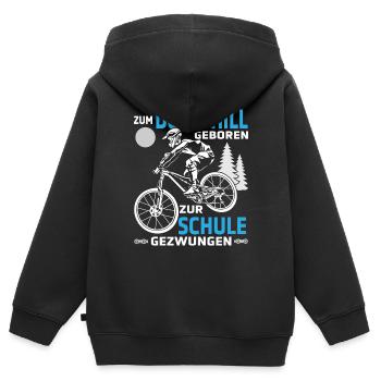 Zum Downhill geboren - Kinder Premium Organic Zip Hoodie - Schwarz - Hinten - AI Model Kid Male (0cm)