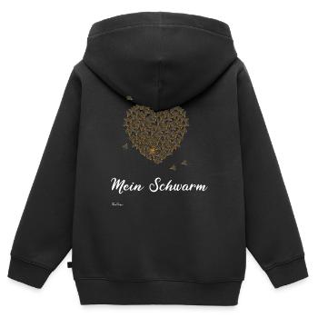 Mein Schwarm und ich helle Schrift - Kinder Premium Organic Zip Hoodie - Schwarz - Hinten - AI Model Kid Male (0cm)