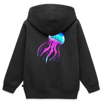 Qualle - Kinder Premium Organic Zip Hoodie - Schwarz - Hinten - AI Model Kid Male (0cm)