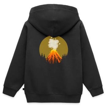 Cool volcan design - Sweat Premium à capuche zippé enfant bio - noir - Dos - AI Model Kid Male (0cm)