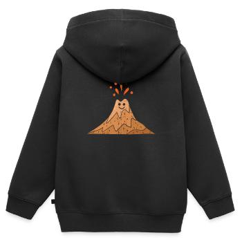 Cooles Vulkan Design - Kinder Premium Organic Zip Hoodie - Schwarz - Hinten - AI Model Kid Male (0cm)