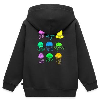 Méduses espèces méduses méduses - Sweat Premium à capuche zippé enfant bio - noir - Dos - AI Model Kid Male (0cm)