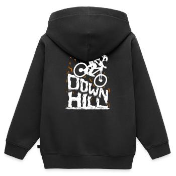 Motif cool Downhill - Sweat Premium à capuche zippé enfant bio - noir - Dos - AI Model Kid Male (0cm)