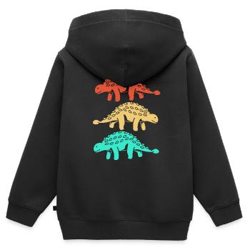 Dino - Kinder Premium Organic Zip Hoodie - Schwarz - Hinten - AI Model Kid Male (0cm)