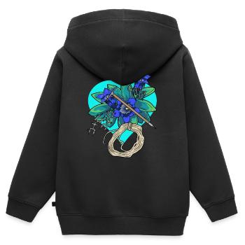 Herz Enzian Outdoor Bergsteiger Gebirge klettern - Kinder Premium Organic Zip Hoodie - Schwarz - Hinten - AI Model Kid Male (0cm)