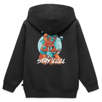 Stay Cool Katzen Comicstyle Kunst Design - Kinder Premium Organic Zip Hoodie - Schwarz - Hinten - AI Model Kid Male (0cm)