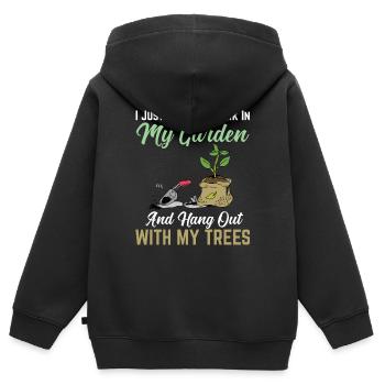 Jardin, jardinage, jardinier, jardinier - Sweat Premium à capuche zippé enfant bio - noir - Dos - AI Model Kid Male (0cm)