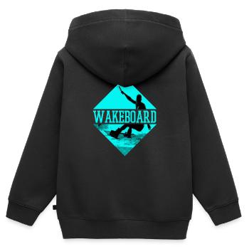 Wakeboard Wakeskate Wassersport Boot Wakeboarder - Kinder Premium Organic Zip Hoodie - Schwarz - Hinten - AI Model Kid Male (0cm)