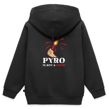 Pyro is no crime pyrotechnics is not a crime - Kids Premium Organic Zip-up Hoodie - black - Back - AI Model Kid Male (0cm)