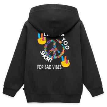 Hippie Festival geschenk Peacezeichen Spruch - Kinder Premium Organic Zip Hoodie - Schwarz - Hinten - AI Model Kid Male (0cm)