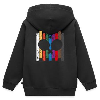 Ping Pong Farben - Kinder Premium Organic Zip Hoodie - Schwarz - Hinten - AI Model Kid Male (0cm)
