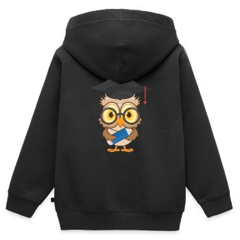 Hibou Fin de l’école - Sweat Premium à capuche zippé enfant bio - noir - Dos - AI Model Kid Male (0cm)