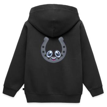 Fer à cheval - Sweat Premium à capuche zippé enfant bio - noir - Dos - AI Model Kid Male (0cm)