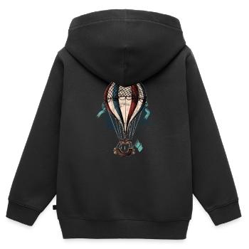 Montgolfières vintage Montgolfières - Sweat Premium à capuche zippé enfant bio - noir - Dos - AI Model Kid Male (0cm)
