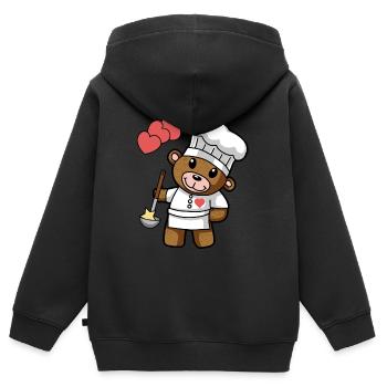 Teddybär Kochkunst kochen Koch Küche Gourmet - Kinder Premium Organic Zip Hoodie - Schwarz - Hinten - AI Model Kid Male (0cm)