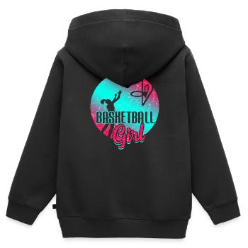 Basketballspieler Basketball Mädchen - Kinder Premium Organic Zip Hoodie - Schwarz - Hinten - AI Model Kid Male (0cm)