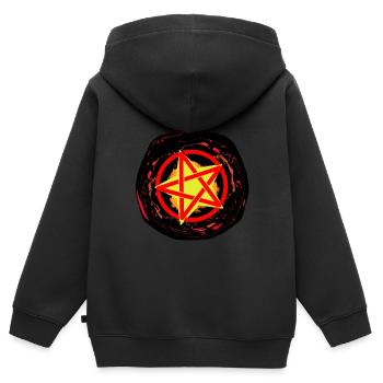 Satan Diable Pentagramme Enfer Rituel de Mort Occulte - Sweat Premium à capuche zippé enfant bio - noir - Dos - AI Model Kid Male (0cm)