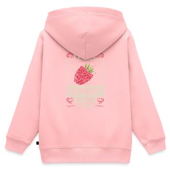 Framboise sort drôle - Sweat Premium à capuche zippé enfant bio - rose - Dos - AI Model Kid Female (0cm)