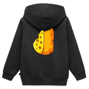 Fromage fromage fromager Parmesan Gourmet - Sweat Premium à capuche zippé enfant bio - noir - Dos - AI Model Kid Male (0cm)