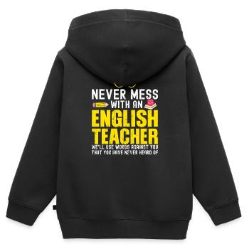 Englisch Lehrer - Kinder Premium Organic Zip Hoodie - Schwarz - Hinten - AI Model Kid Male (0cm)