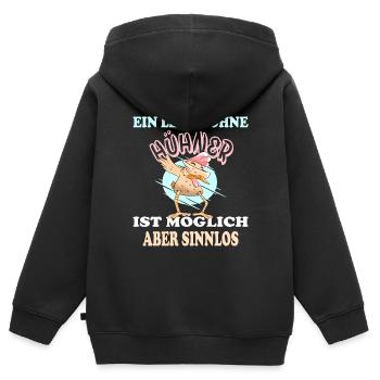 Hühnerstall Hühner Henne Huhn - Kinder Premium Organic Zip Hoodie - Schwarz - Hinten - AI Model Kid Male (0cm)