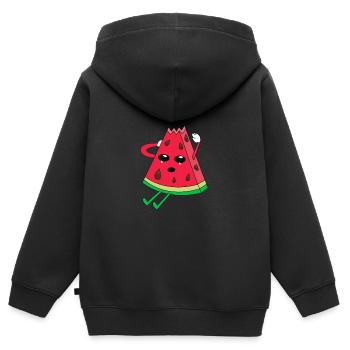 Pastèque Melon melon - Sweat Premium à capuche zippé enfant bio - noir - Dos - AI Model Kid Male (0cm)