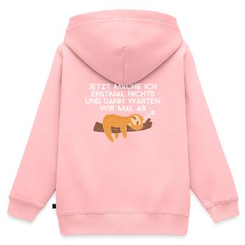 Jetzt mache ich nichts und dann warten wir ab - Kinder Premium Organic Zip Hoodie - Rosa - Hinten - AI Model Kid Female (0cm)