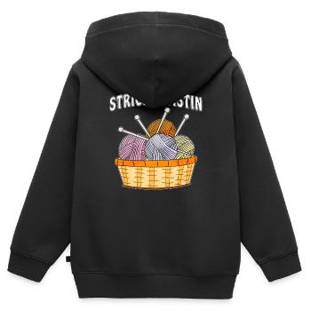 WOLLE STRICKARTISTIN - Kinder Premium Organic Zip Hoodie - Schwarz - Hinten - AI Model Kid Male (0cm)