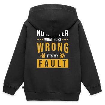 Ma faute Drôles de phrases - Sweat Premium à capuche zippé enfant bio - noir - Dos - AI Model Kid Male (0cm)