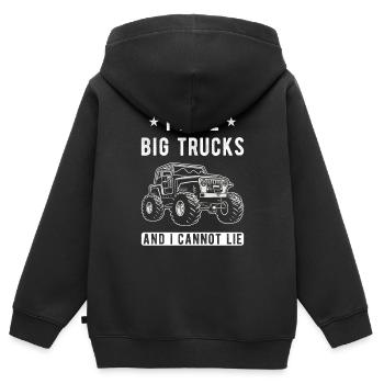 4x4 sort drôle - Sweat Premium à capuche zippé enfant bio - noir - Dos - AI Model Kid Male (0cm)