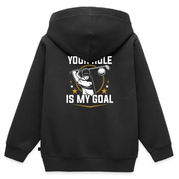 Dein Loch ist mein Ziel - Kinder Premium Organic Zip Hoodie - Schwarz - Hinten - AI Model Kid Male (0cm)