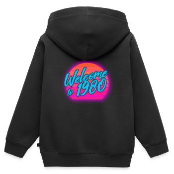 80er Vintage 80er Outfir 80er Retro 80er Jahre - Kinder Premium Organic Zip Hoodie - Schwarz - Hinten - AI Model Kid Male (0cm)