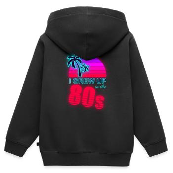 80er Retro 80er Outfir 80er Mottoparty 80er Jahre - Kinder Premium Organic Zip Hoodie - Schwarz - Hinten - AI Model Kid Male (0cm)