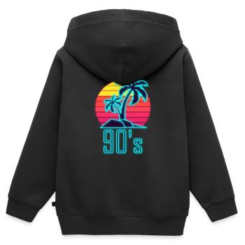 90er Mottoparty 90er Outfit 90er Retro 90er Jahre - Kinder Premium Organic Zip Hoodie - Schwarz - Hinten - AI Model Kid Male (0cm)