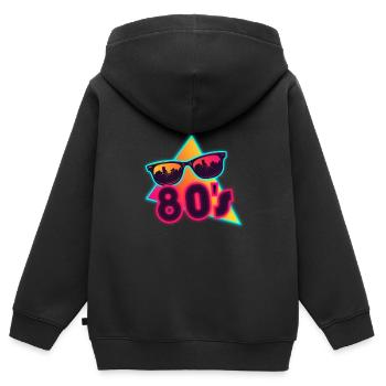 80er Sonnenbrille 80er Outfir 80er Mottoparty 80er - Kinder Premium Organic Zip Hoodie - Schwarz - Hinten - AI Model Kid Male (0cm)