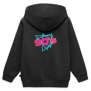 90er Mottoparty 90er Outfit 90er Retro 90er Jahre - Kinder Premium Organic Zip Hoodie - Schwarz - Hinten - AI Model Kid Male (0cm)