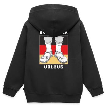 BALD WIEDER URLAUB - Kinder Premium Organic Zip Hoodie - Schwarz - Hinten - AI Model Kid Male (0cm)