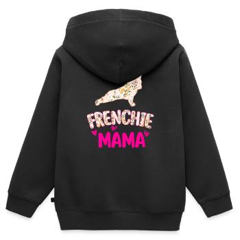 Französische Bulldogge Frenchie Mama - Kinder Premium Organic Zip Hoodie - Schwarz - Hinten - AI Model Kid Male (0cm)
