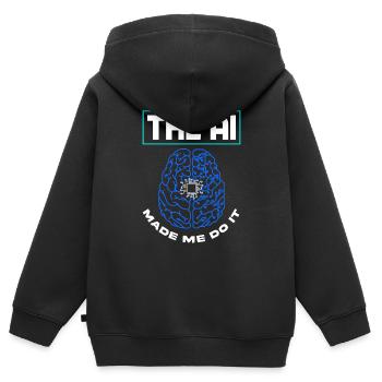 Die künstliche Intelligenz hat mich dazu gebracht, - Kinder Premium Organic Zip Hoodie - Schwarz - Hinten - AI Model Kid Male (0cm)