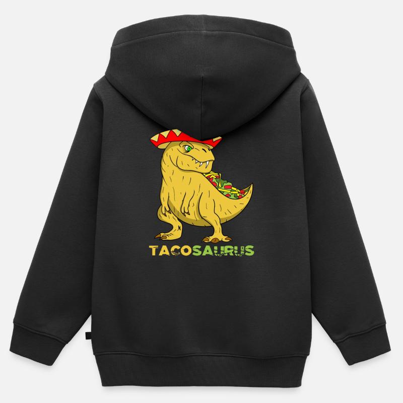 Tacosaurus Cinco de Mayo Fun For Kids Funny Taco D - Sweat Premium à capuche zippé enfant bio - noir