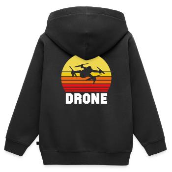 Drone Quadrocopter Drone Drones Volant - Sweat Premium à capuche zippé enfant bio - noir - Dos - AI Model Kid Male (0cm)