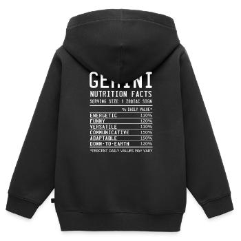 Sternzeichen Zwilling Fakten - Kinder Premium Organic Zip Hoodie - Schwarz - Hinten - AI Model Kid Male (0cm)