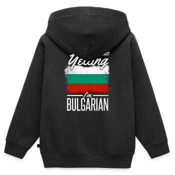 Bulgarien - Kinder Premium Organic Zip Hoodie - Schwarz - Hinten - AI Model Kid Male (0cm)