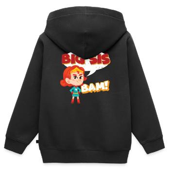 Big Sister Superhero - Sweat Premium à capuche zippé enfant bio - noir - Dos - AI Model Kid Male (0cm)