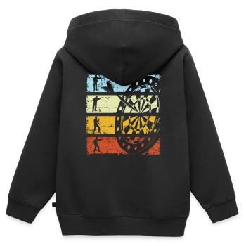 Fléchettes rétro Fléchettes Fléchettes vintage Fléchettes fléchettes - Sweat Premium à capuche zippé enfant bio - noir - Dos - AI Model Kid Male (0cm)