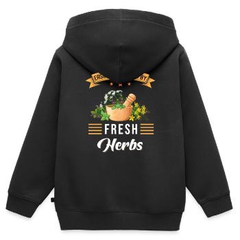 Les herbes - Sweat Premium à capuche zippé enfant bio - noir - Dos - AI Model Kid Male (0cm)
