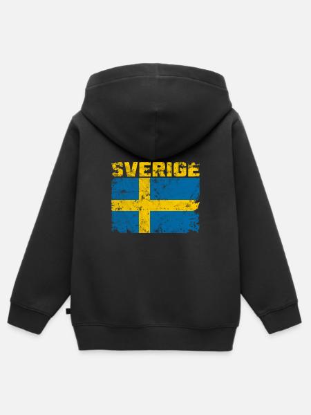 Sweden Sverige Scandinavia - Kids Premium Organic Zip-up Hoodie - black