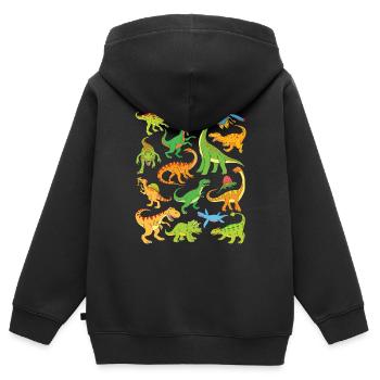 Dinosaures - Sweat Premium à capuche zippé enfant bio - noir - Dos - AI Model Kid Male (0cm)